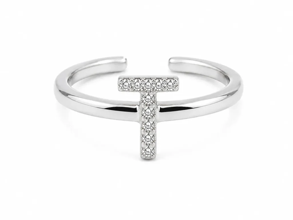 BOGSTAV RING SØLV T