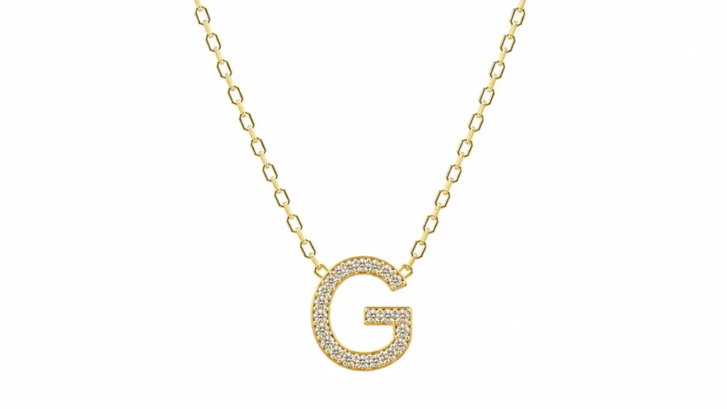 BOGSTAV HALSKÆDE FORGYLDT SØLV G