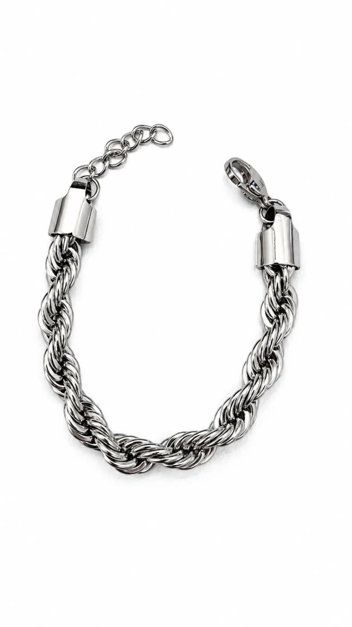 ROPE 8MM RUSTFRI ARMBÅND STÅL 16+3 CM