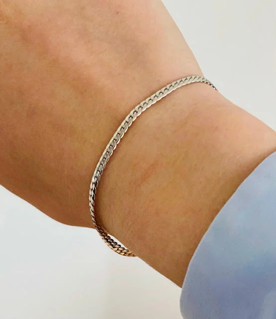 SØLV ARMBÅND KANTET KÆDE FLAD sølvsmykke halskæde fra Smykkekæden.dk
