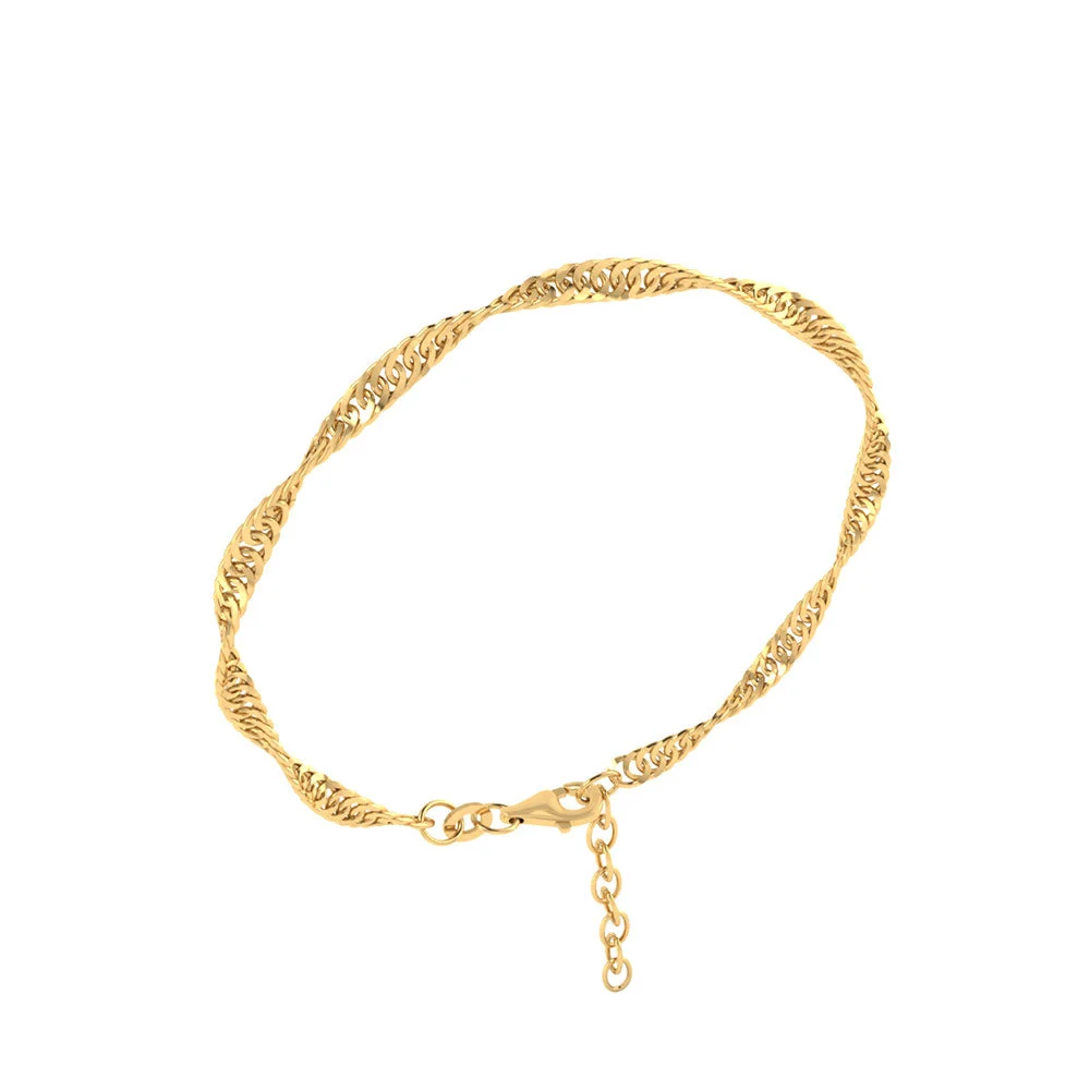 8 KT. ARMBÅND SINGAPORE 2,2MM 17/20CM guldsmykke halskæde fra Smykkekæden.dk