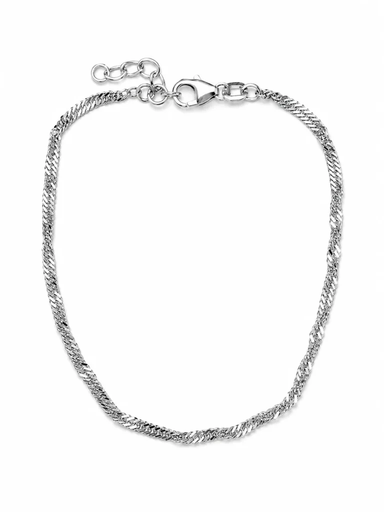 SØLV ARMBÅND SINGAPORE 2,2MM 17/20CM RHODINERET sølvsmykke halskæde fra Smykkekæden.dk