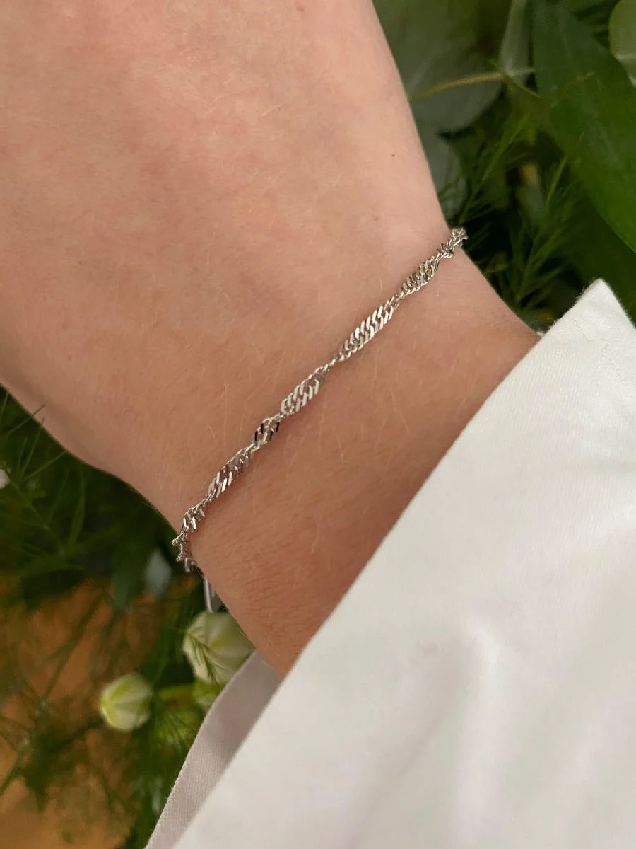 SØLV ARMBÅND SINGAPORE 2,2MM 17/20CM sølvsmykke halskæde fra Smykkekæden.dk