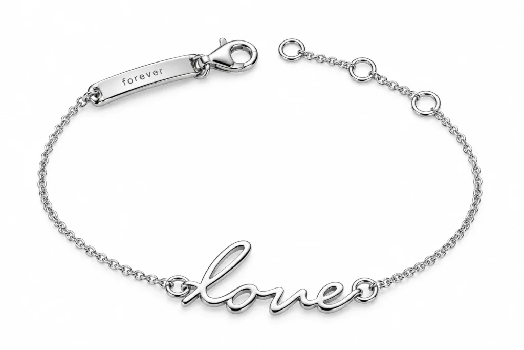 SØLV ARMBÅND LOVE BLANK 19CM sølvsmykke halskæde fra Smykkekæden.dk