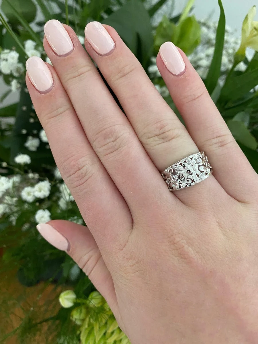 SØLV RING MAT BLOMSTER MØNSTER sølvsmykke halskæde vedhæng fra Smykkekæden.dk